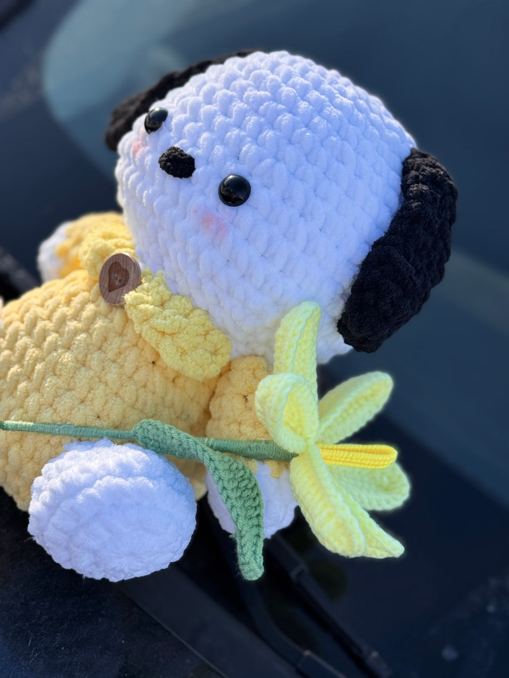 Chibi Dog Plush with opening tulip