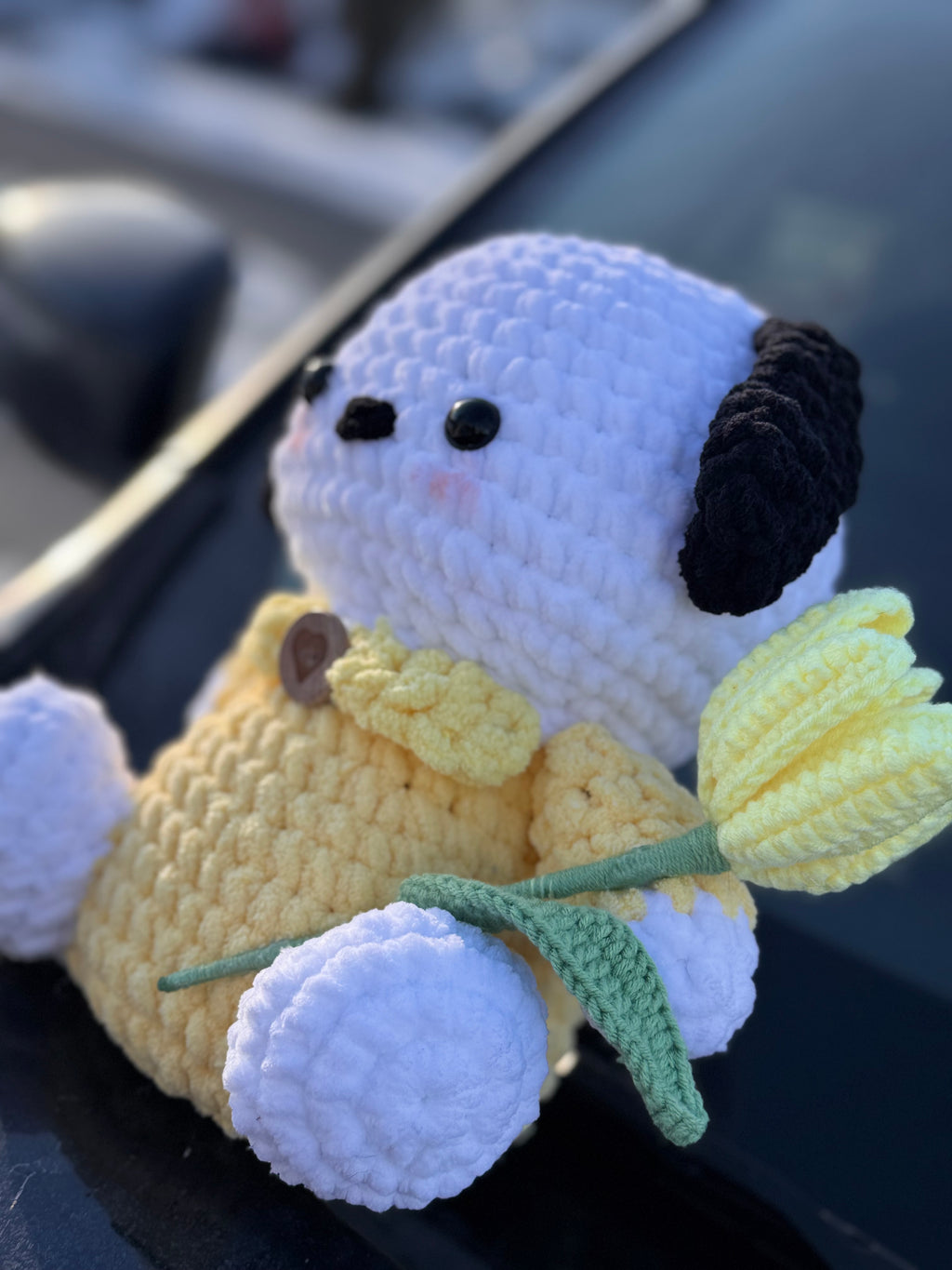 Chibi Dog Plush with opening tulip