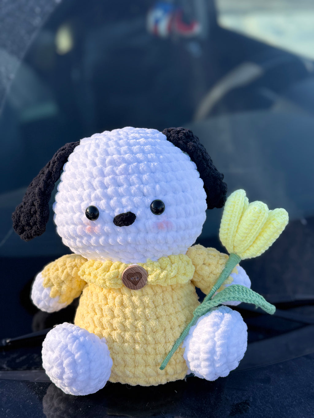 Chibi Dog Plush with opening tulip